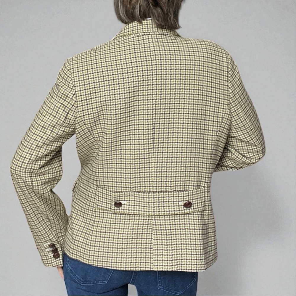 Talbots Classic Fit Houndstooth Blazer Jacket Size 12 Brown Green Wool Blend - Picture 4 of 11